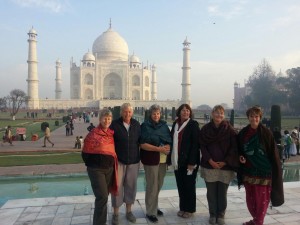 In front of the Taj Mahal