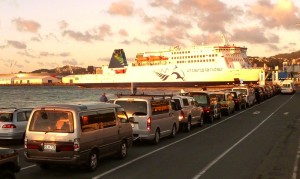 Waiting to board the Cook Strait Ferry